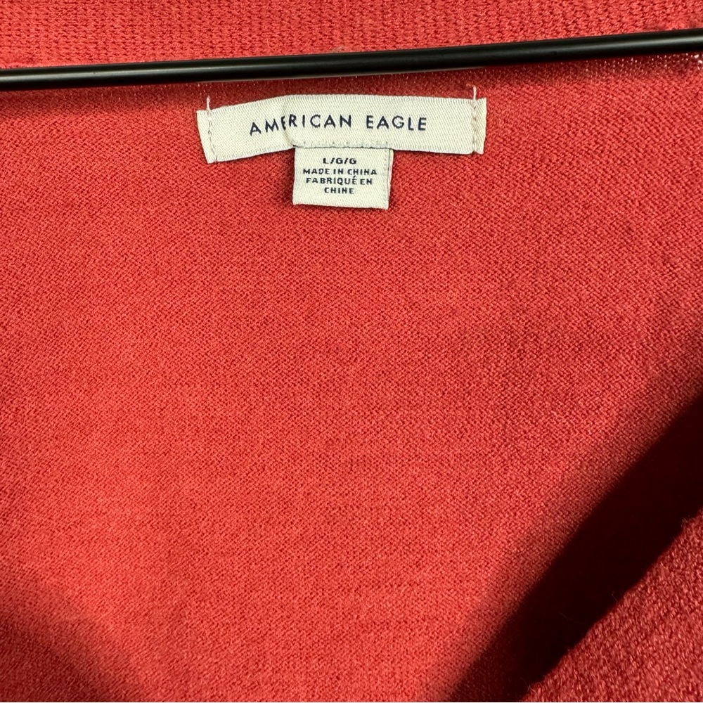 American Eagle Ribbed Button Front Red Cardigan S… - image 7